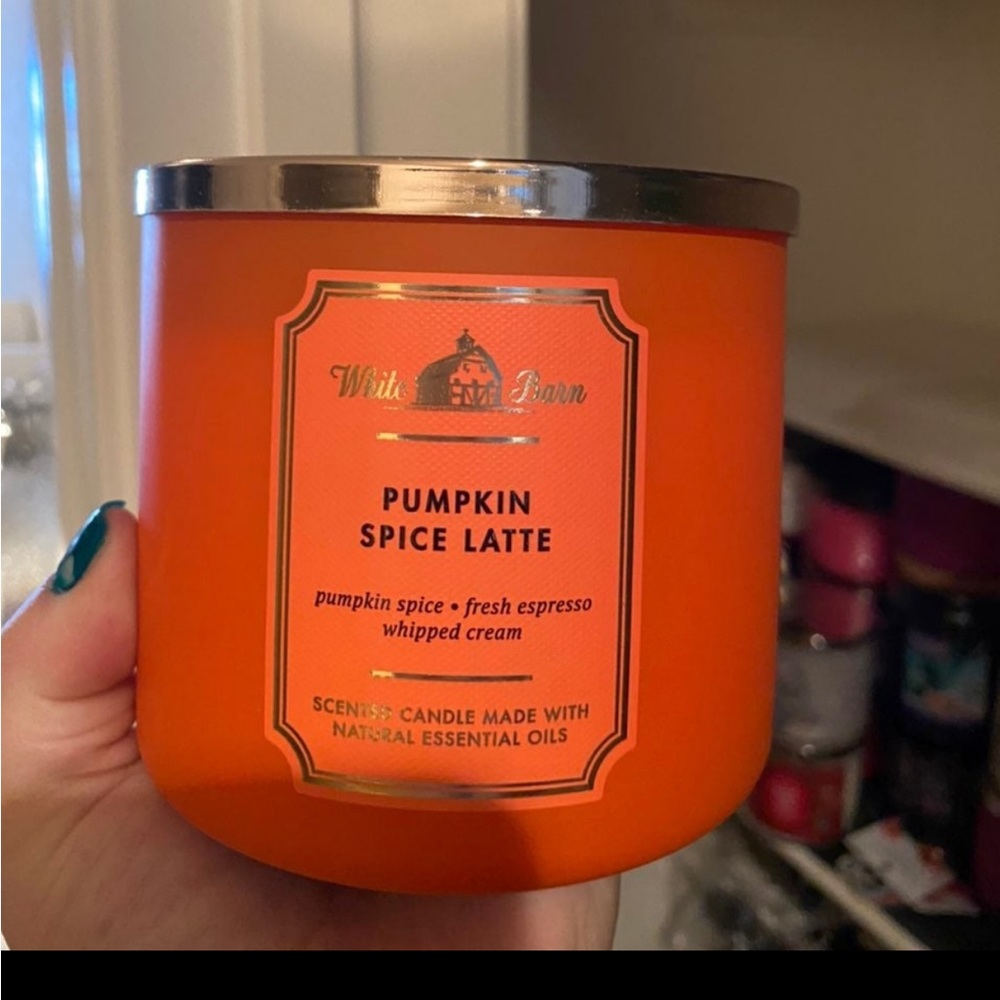 White Barn  BBW pumpkin spice latte 3 wick candle